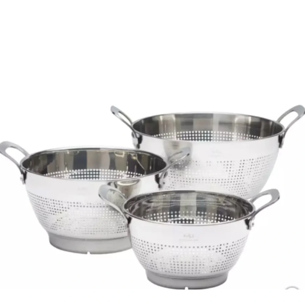 NEW MIU 3 Piece 18/8 Stainless Steel Mesh Colander Set Dishwasher Safe